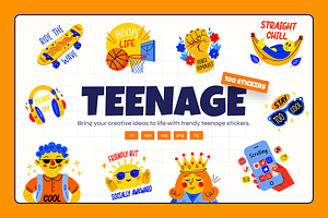 Teenage Stickers Set, an Emoji Icon by Vectors Market