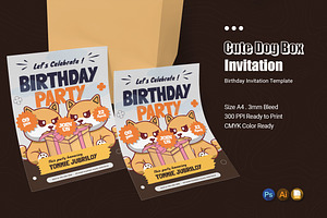 Cute Doq Box Birthday Invitation, an Invitation Template by Esensifiksi.studio