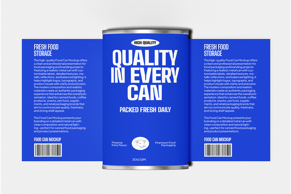 Food Can Mockup, a Packaging Mockup by Unerispace (Photo 3 of 5)