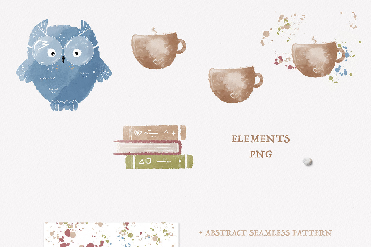 Smart baby owl clipart, an Animal Illustration by Leksart (Photo 2 of 7)