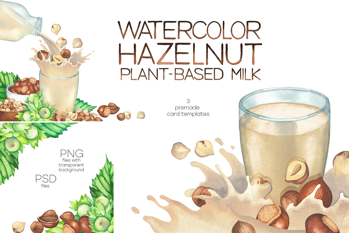 Watercolor hazelnuts and milk, a Food Illustration by Ekaterina Glazkova (Photo 6 of 10)