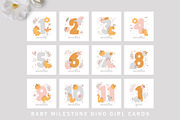 Baby Milestone Dino Girl Cards, an Object Graphic by Happy Letters (Thumbnail 3 of 5)
