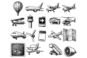 Aviation Illustration Set, an Object Graphic by RT Studio