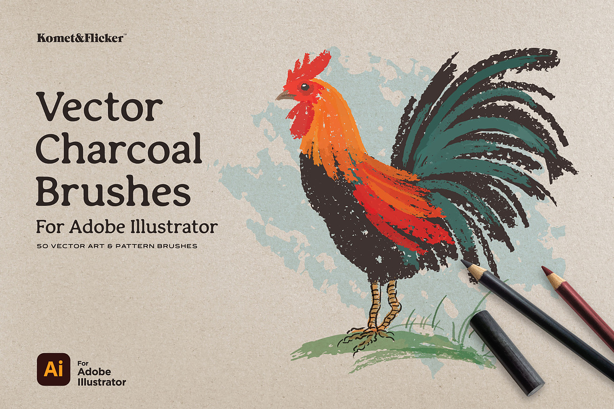 Vector Charcoal Brushes, a Brush Add-On by Komet & Flicker (Photo 1 of 11)