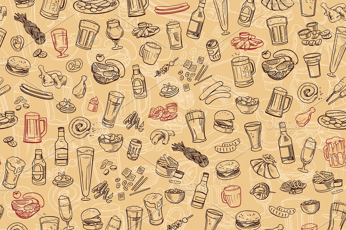 Pub Foods&Drinks | Doodle Vector, a Pattern Graphic by Red Spruce's Vector Shop (Photo 8 of 11)