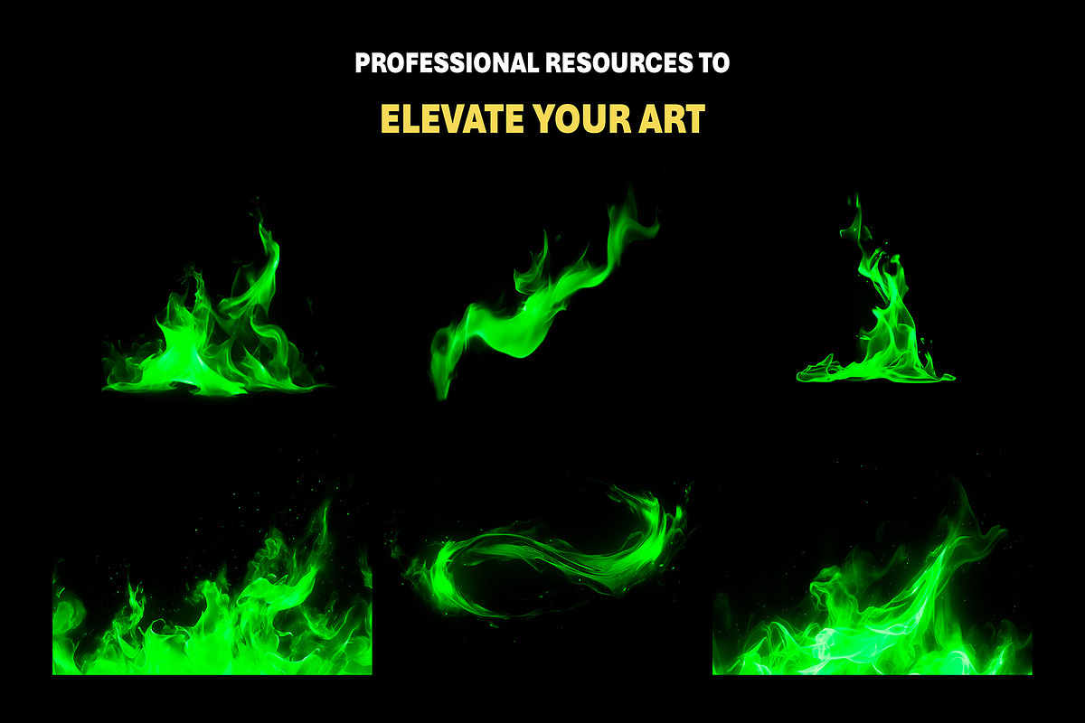 90+ Green Fire Overlay Effects, an Object Graphic by Mikel Blazgad (Photo 4 of 10)