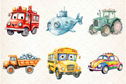 Watercolor Transport Car Airplane, an Illustration by Watercolor design (Thumbnail 4 of 4)