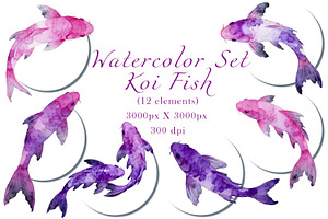 Watercolor Koi Fish