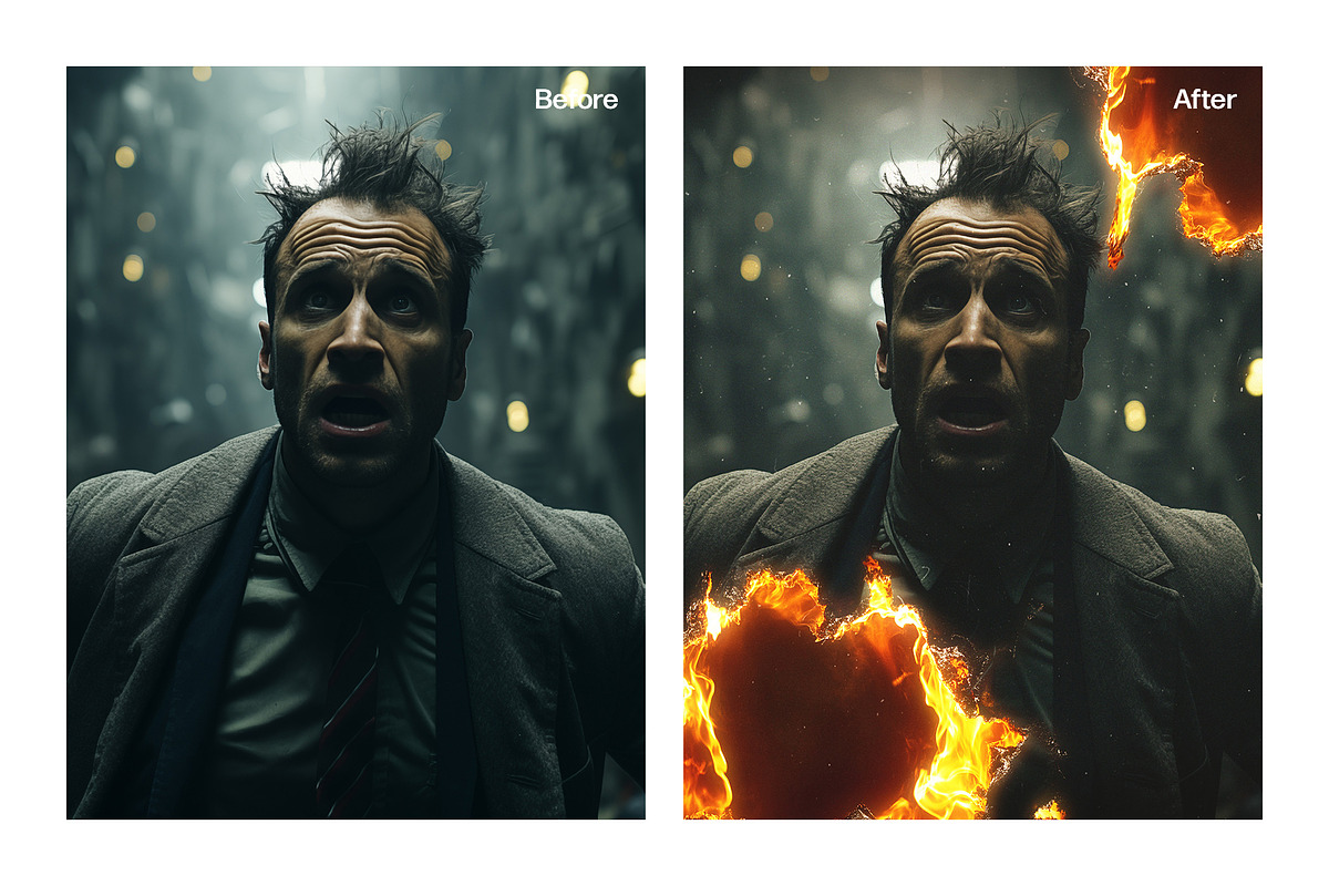 Fire Damage Photo Effect Template, a Texture Graphic by DesignerCandies