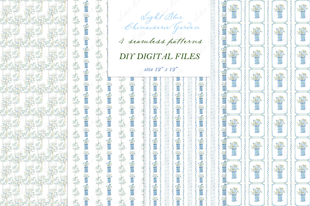 Chinoiserie Garden Toile Light Blue, a Graphic by LABFcreations (Photo 7 of 7)