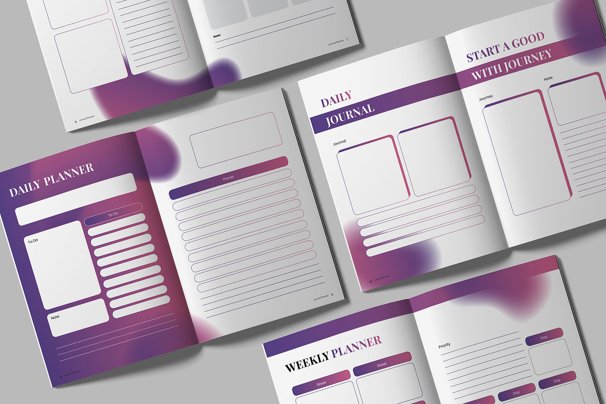 Pink Purple Daily Planner Journal, a Brochure Template by UICreative (Photo 5 of 5)