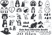 Cute Bear Silhouette Bundle, an Animal Illustration by Designer_Momina (Thumbnail 1 of 31)