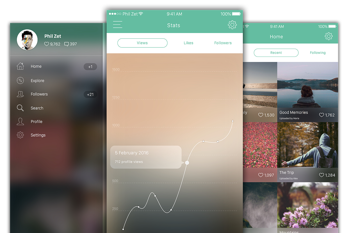 iOS 10 App Template (Sketch 3), an UI Kit Template by Phil Zet (Photo 3 of 8)