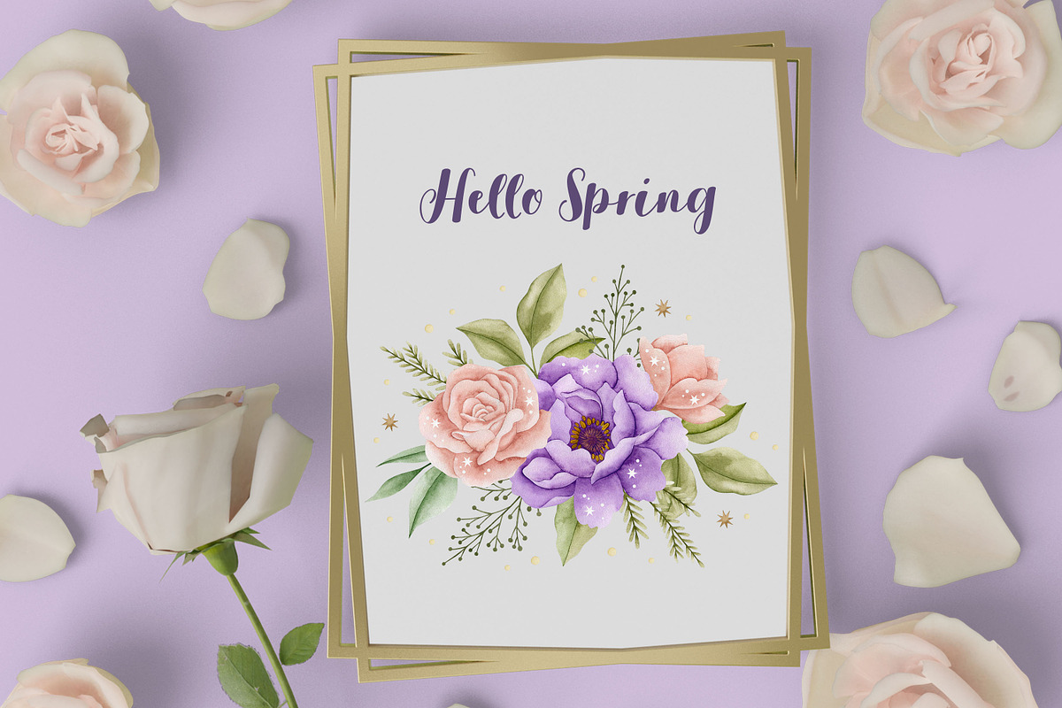 Watercolor Flowers & Cats collection, an Animal Illustration by Kira Konoshenko (Photo 10 of 20)