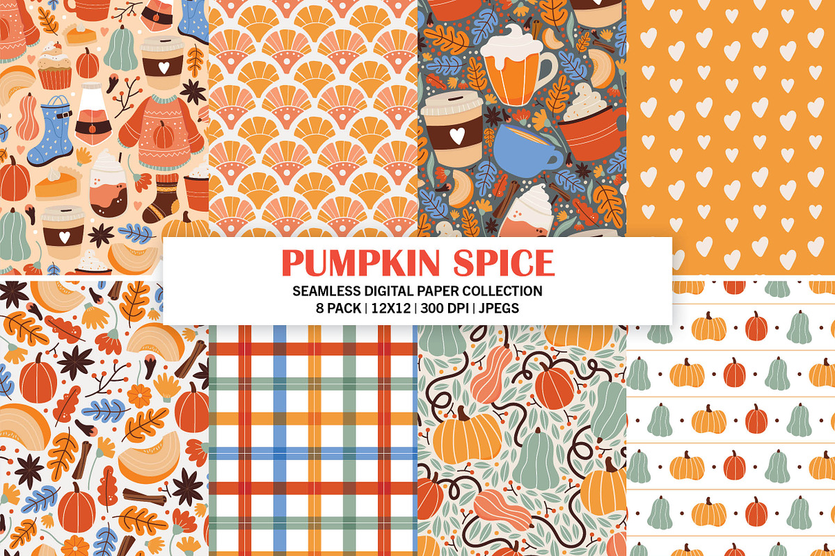 Pumpkin Spice Seamless Digital Paper, a Pattern Graphic by Alanna Messina Design Co (Photo 1 of 8)