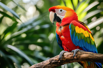Colorful parrot perched on branch in, a Photo by Iftikhar Alam