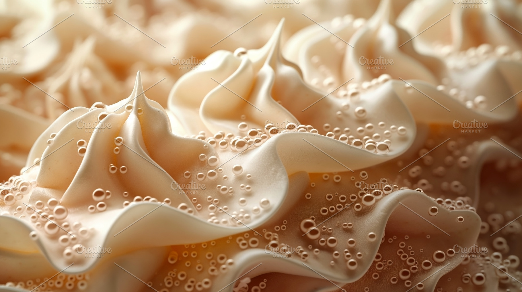 Close-up of creamy, textured swirls with bubbles, showcasing a s, a Food & Drink Photo by ImageMir