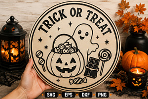 Trick Or Treat SVG Halloween Round, an Object Graphic by YA Design