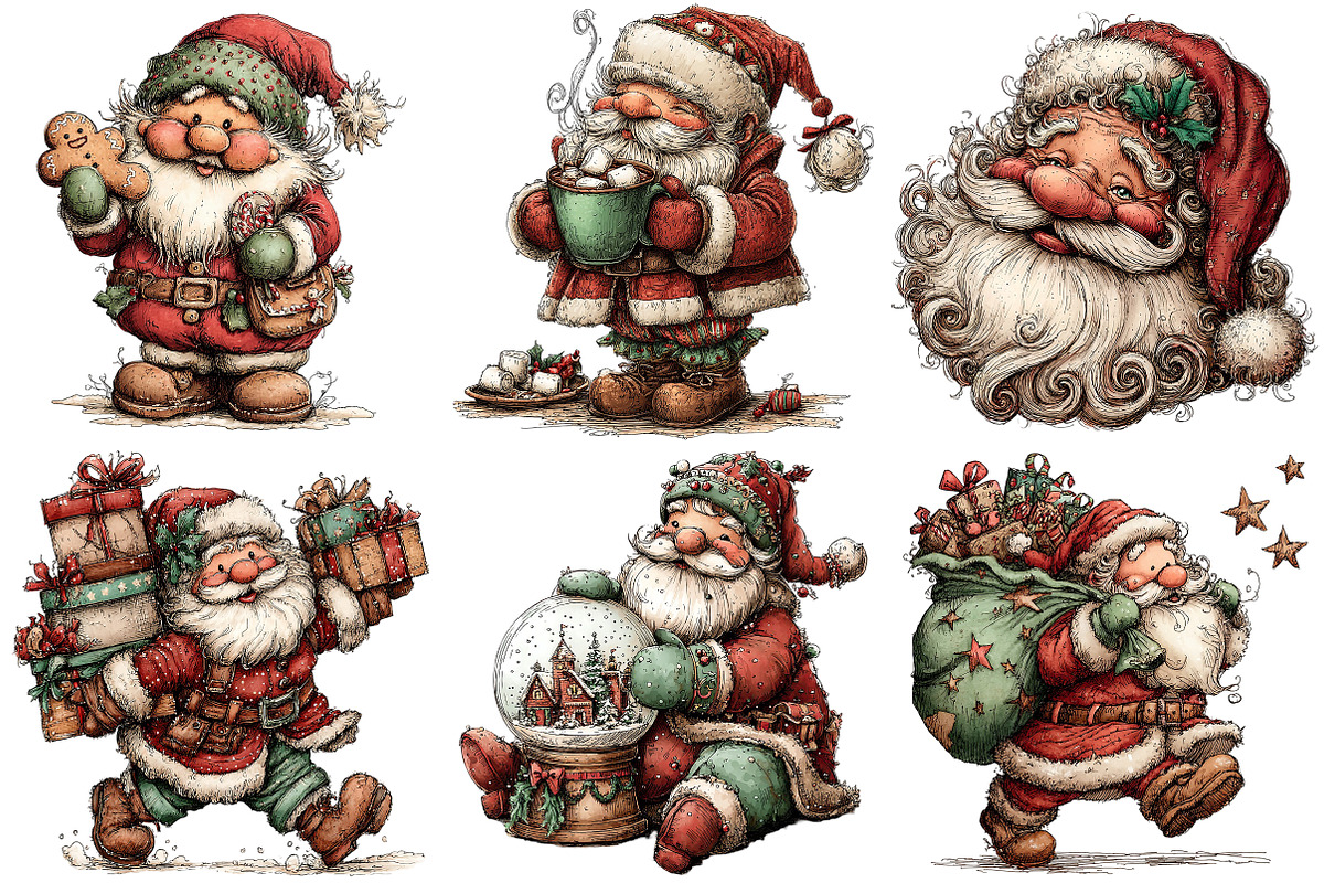 Whimsical Santa Claus Clipart, an Illustration by Craft Nest (Photo 8 of 9)