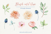 Blush and blue - watercolor clipart, a Decorative Illustration by long summer (Thumbnail 6 of 8)