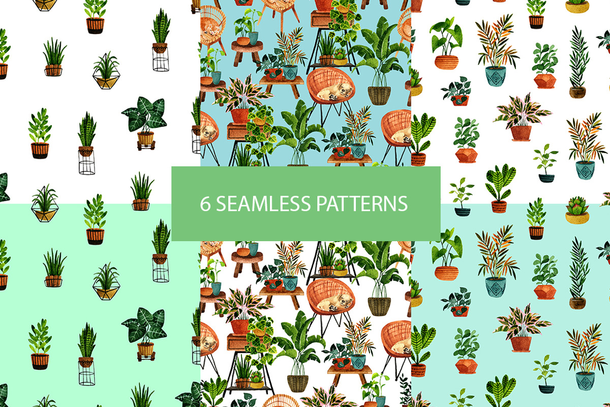 Houseplants. Watercolor set, an Object Graphic by JuliaBadeeva (Photo 9 of 9)