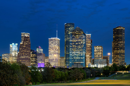 Houston City skyline at night, an Architecture Photo by Lucky Photographer