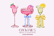 Pink cocktails hand drawing, a Food Illustration by Julia Bogdan (Thumbnail 2 of 6)