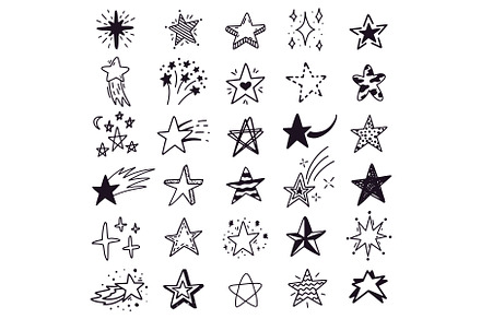 Hand drawn star sketch. Doodle stars, a Graphic by winwin.art