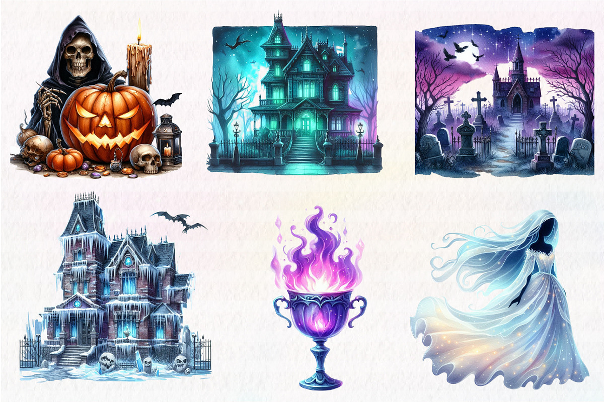 Halloween Spooky Night Collection, an Illustration by CreationArt (Photo 6 of 7)