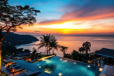 Breathtaking ocean sunset over the h, a Photo by Iftikhar Alam