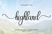 Highland | Script Font, a Handwritten Font by Scratchones (Thumbnail 1 of 9)
