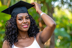 female student with graduation cap AI generated, a Photo by WorldOfPhotos