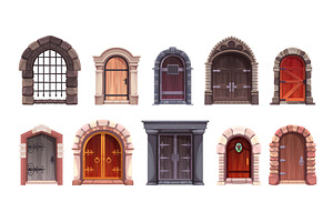 Cartoon ancient castle doors, an Object Illustration by YummyBuum