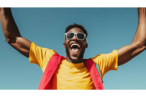 A joyful African American man with, a Person Photo by Sergey Kotenev