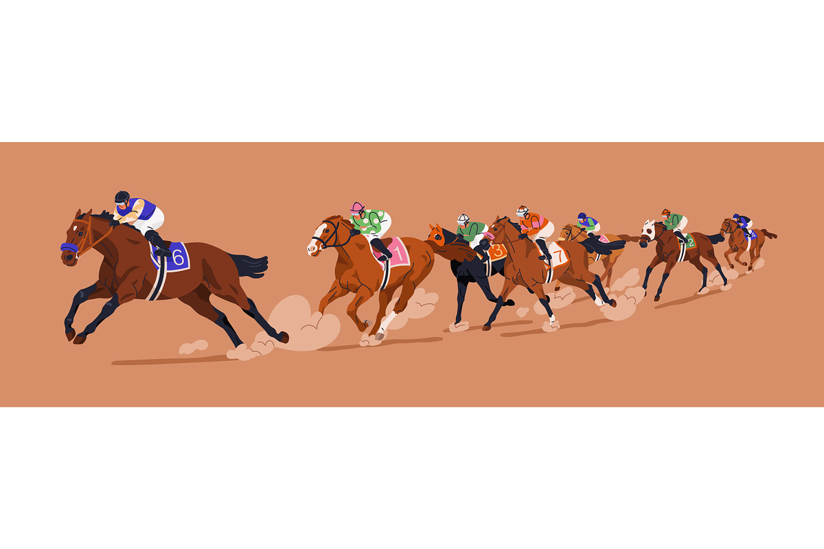 Jockeys riding horses on race track, a Sport Illustration by Good Studio (Photo 3 of 3)