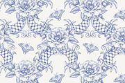 Vintage Seamless Patterns Toile Blue, a Pattern Graphic by ON_lineart_store (Thumbnail 7 of 10)