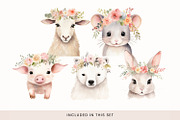 Animals in Floral Crowns Clipart, a Decorative Illustration by illuztrate (Thumbnail 6 of 9)