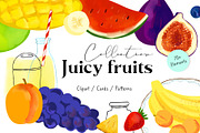 Juicy fruits Clipart collection, an Illustration by ViktoriaLapshyna (Thumbnail 1 of 14)