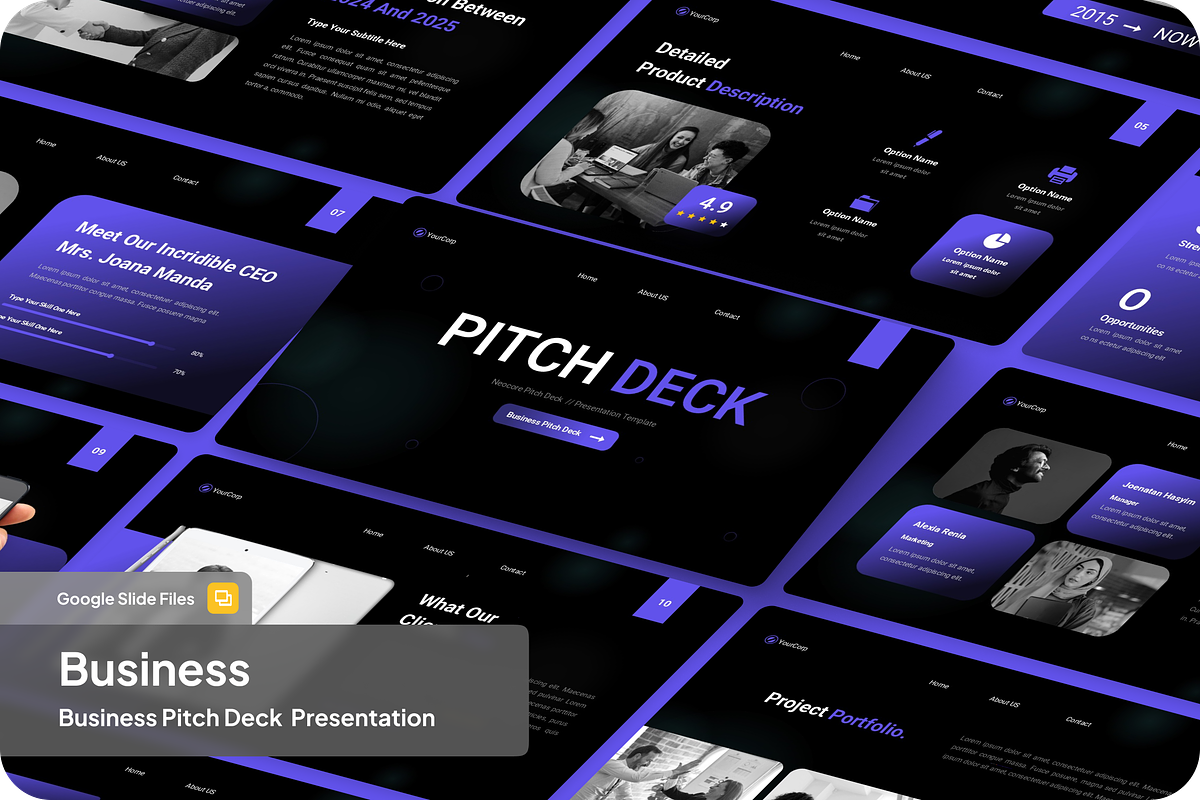 Bussines Pitch Deck Google Slides, a Presentation Template by SquidPixey (Photo 1 of 6)
