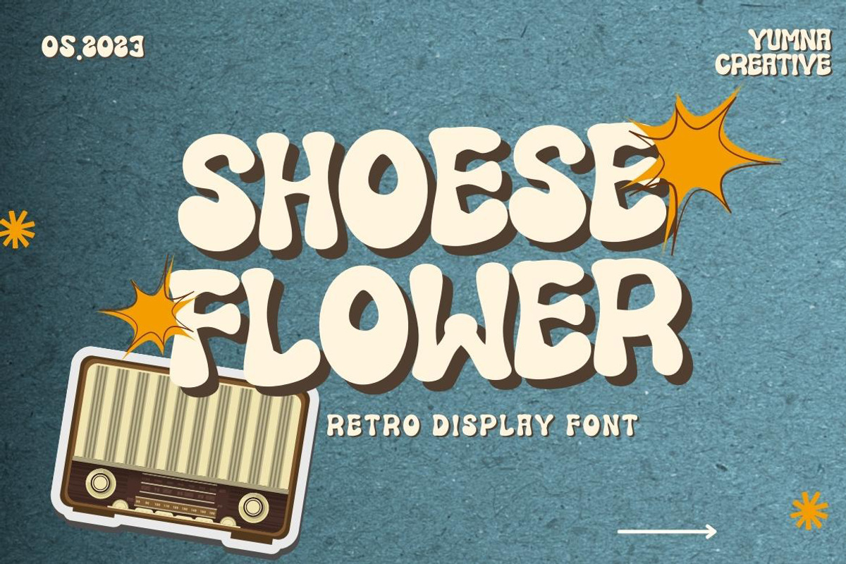 Shoese Flower - 1990's Retro Font, a Handwritten Font by Dhabee (Photo 1 of 12)