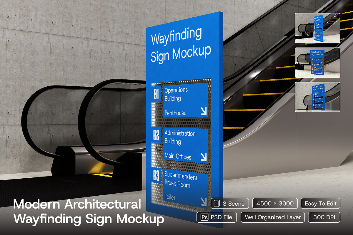 Architectural Wayfinding Sign Mockup, an Advertising Mockup by herutage (Photo 1 of 4)