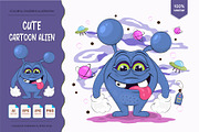 Cute cartoon alien. Tshirt, PNG., an Animal Illustration by KENO Mascots (Thumbnail 1 of 4)