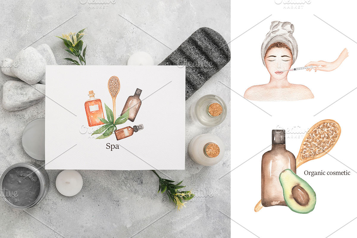 Watercolor Beauty Salon Collection, a Healthcare Illustration by MayaNavits (Photo 10 of 11)