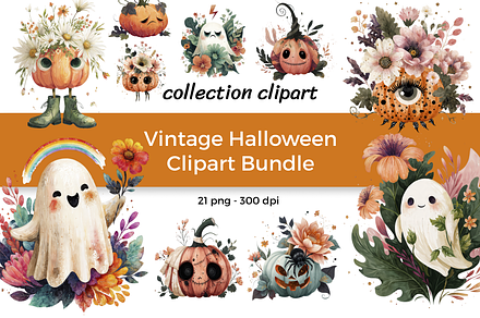 Vintage Halloween Clipart Bundle