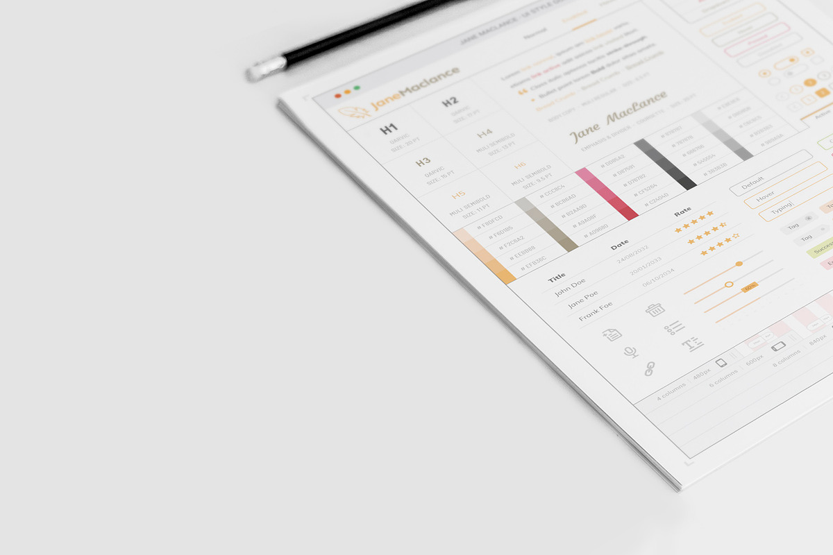 One Page UI Style Guide, a Stationery Template by Sargatal (Photo 3 of 4)