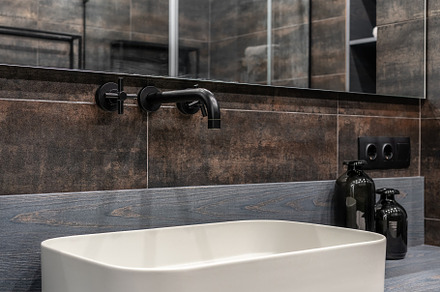 Interior of luminous modern bathroom stock photo containing interior and