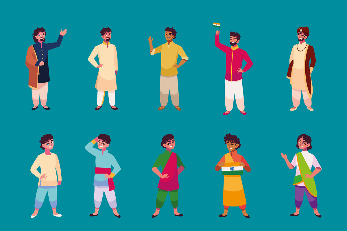 Indian Men Illustration Set