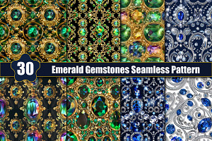 Emerald Gemstones Seamless Pattern, a Pattern Graphic by protabsorkar11