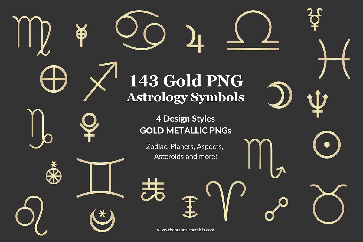 143 Gold Astrology PNG Symbols, an Object Graphic by The Brand Alchemists (Photo 1 of 9)