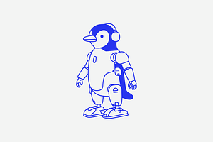 Futuristic Robot Penguin Doodle, an Animal Illustration by Danil Polshin